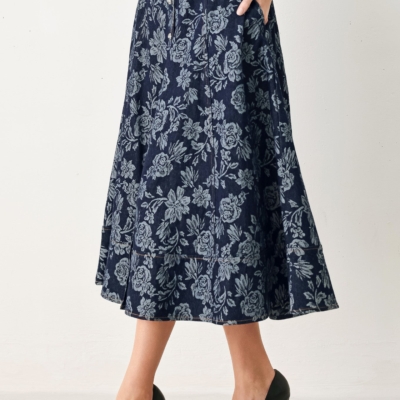 ROSETTE FLORAL WOVEN JACQUARD FULL SKIRT - Image 3