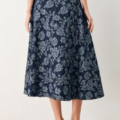 ROSETTE FLORAL WOVEN JACQUARD FULL SKIRT - Image 7