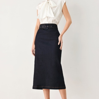Alternative view of CLASSIC DENIM OFFICE MIDI PENCIL SKIRT
