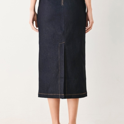 CLASSIC DENIM OFFICE MIDI PENCIL SKIRT - Image 6