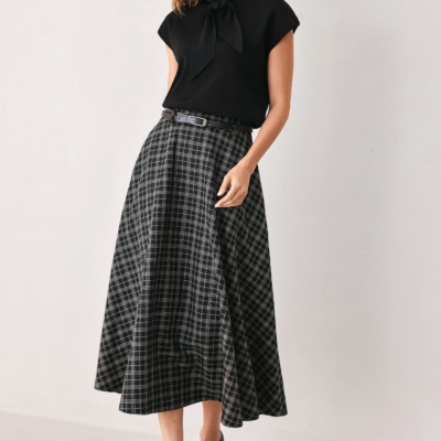 Alternative view of MONOCHROME CHECK FULL-SWEEP MIDI SKIRT