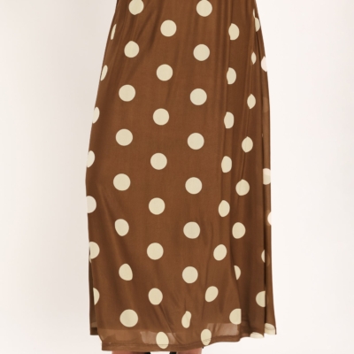 FRENCH GIRL POLKA DOT POWER MESH MIDI SKIRT