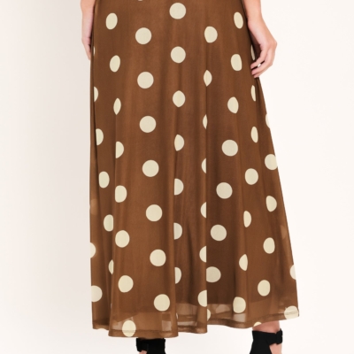 FRENCH GIRL POLKA DOT POWER MESH MIDI SKIRT - Image 6