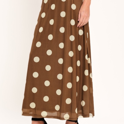 FRENCH GIRL POLKA DOT POWER MESH MIDI SKIRT - Image 3