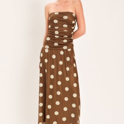 FRENCH GIRL POLKA DOT POWER MESH MIDI SKIRT - Image 5