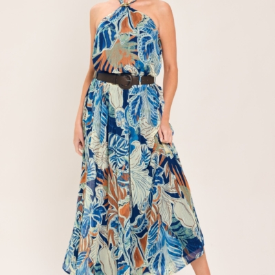 BLUE LAGOON WOVEN MIDI SKIRT - Image 3