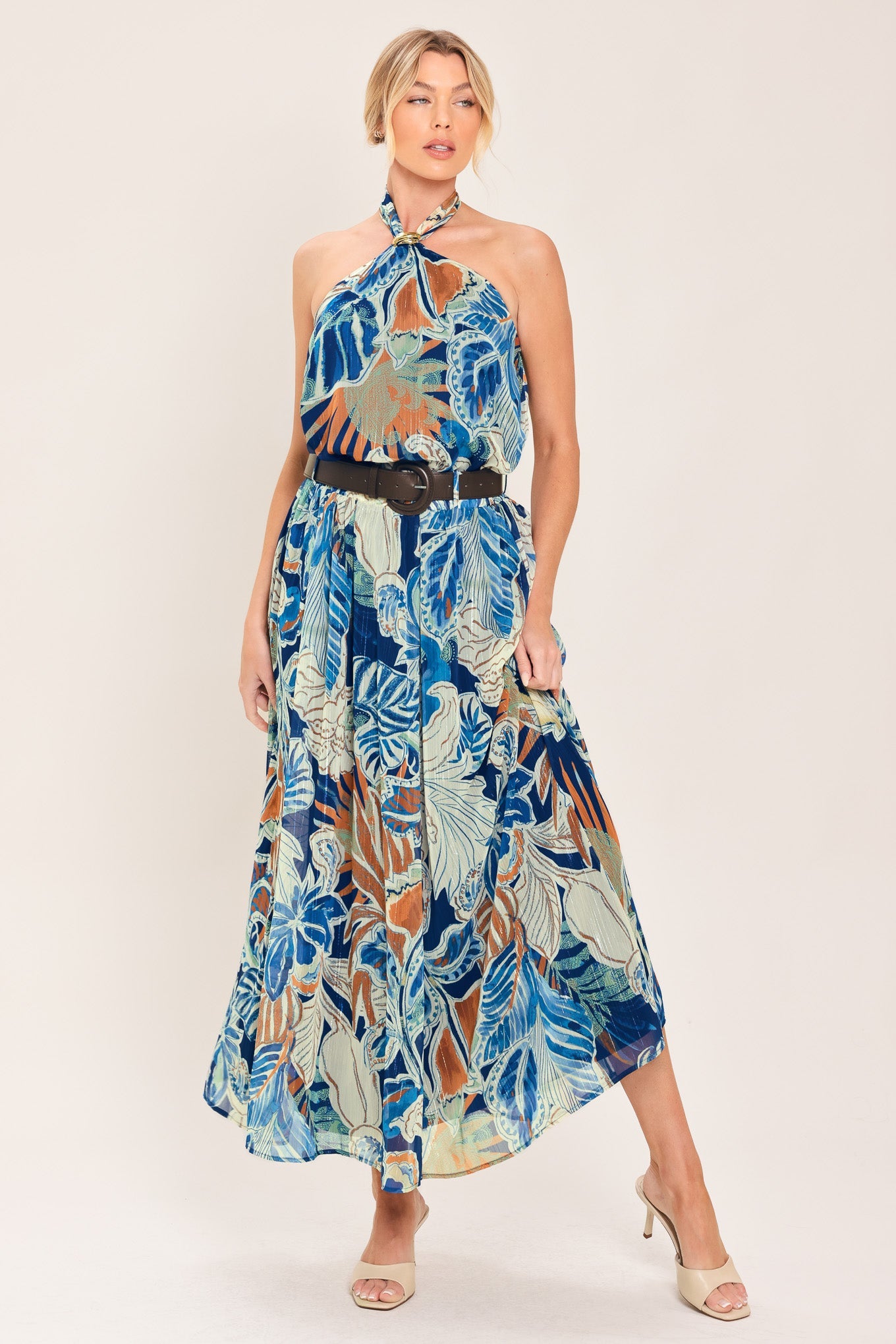 BLUE LAGOON WOVEN MIDI SKIRT - Image 3