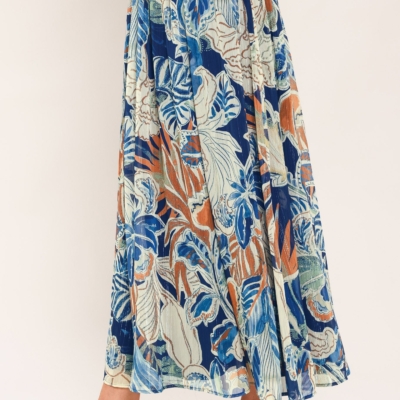 BLUE LAGOON WOVEN MIDI SKIRT - Image 4
