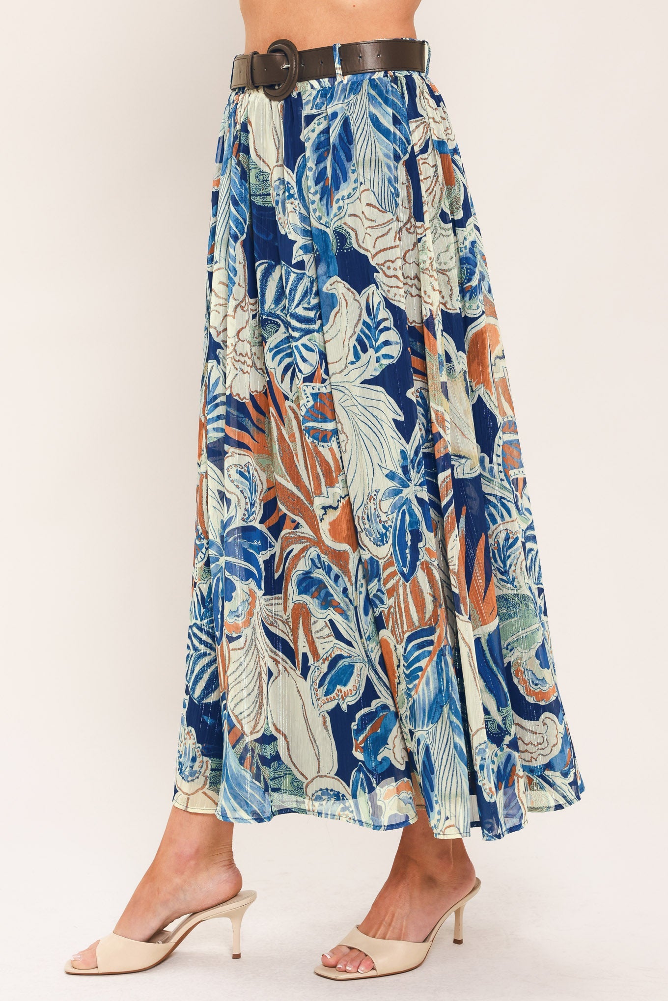 BLUE LAGOON WOVEN MIDI SKIRT - Image 4