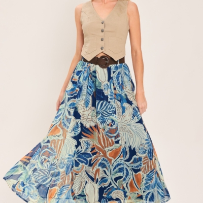 Alternative view of BLUE LAGOON WOVEN MIDI SKIRT