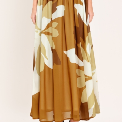 TOFFEE TROPICS WOVEN MIDI SKIRT