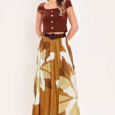 Alternative view of TOFFEE TROPICS WOVEN MIDI SKIRT
