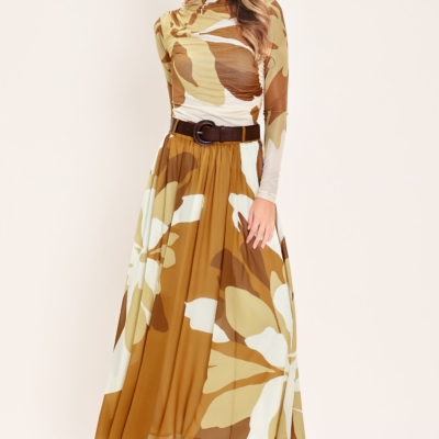 TOFFEE TROPICS WOVEN MIDI SKIRT - Image 6