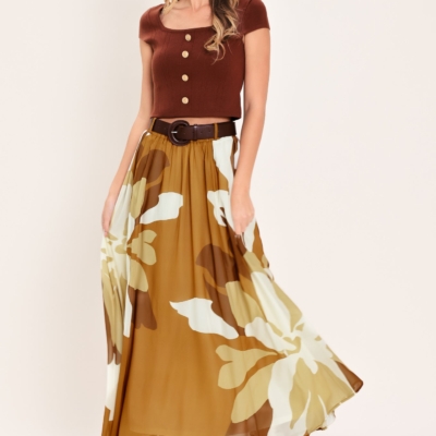 TOFFEE TROPICS WOVEN MIDI SKIRT - Image 4