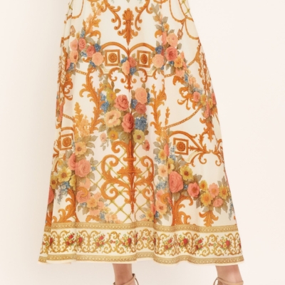 ANTIQUE BLOOM WOVEN MIDI CIRCLE SKIRT