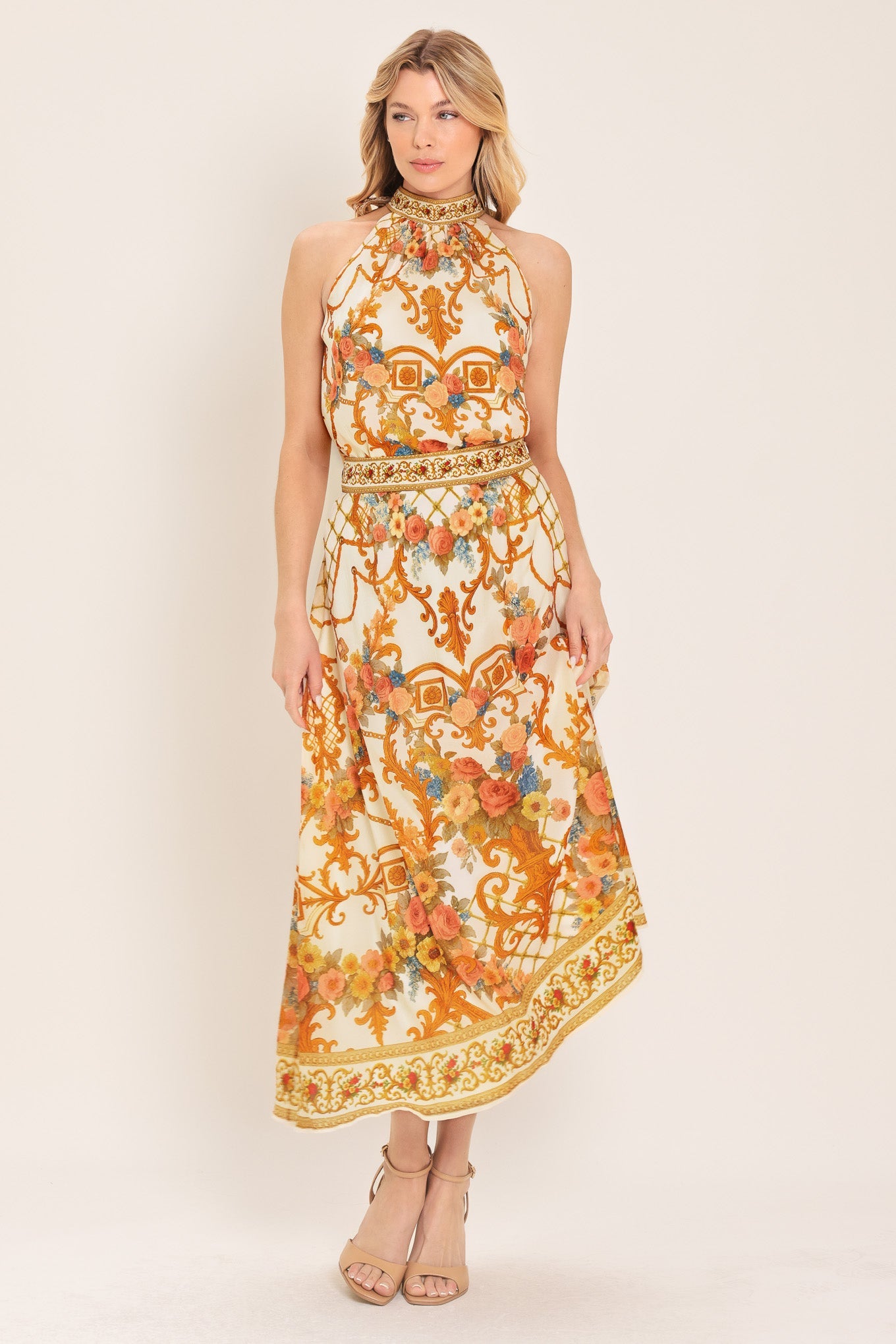ANTIQUE BLOOM WOVEN MIDI CIRCLE SKIRT - Image 4