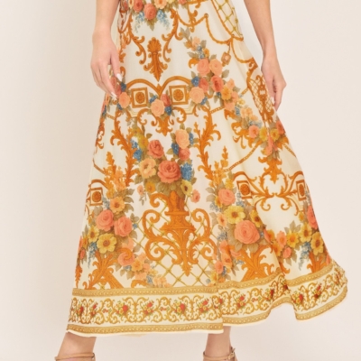 ANTIQUE BLOOM WOVEN MIDI CIRCLE SKIRT - Image 3