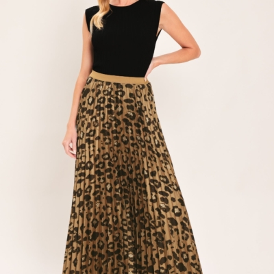 GOLDEN LEOPARD WOVEN MAXI SKIRT - Image 4