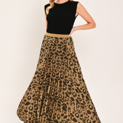 GOLDEN LEOPARD WOVEN MAXI SKIRT - Image 5