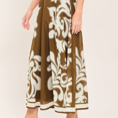 COFFEE CREAM BORDER CIRCLE SKIRT - Image 3