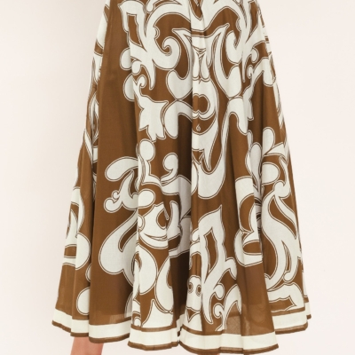 COFFEE CREAM BORDER CIRCLE SKIRT - Image 4