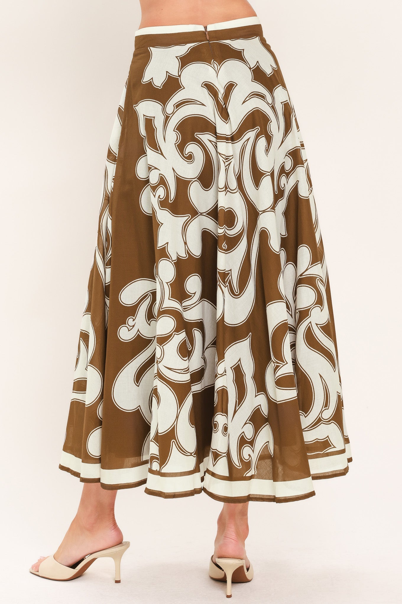 COFFEE CREAM BORDER CIRCLE SKIRT - Image 4