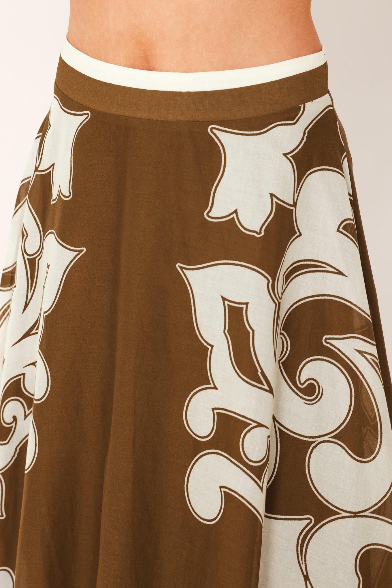 COFFEE CREAM BORDER CIRCLE SKIRT - Image 5
