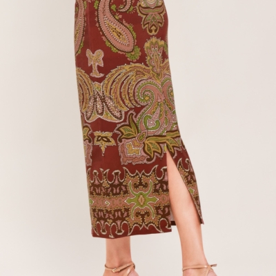 RUSTIC MEDALLION WOVEN PENCIL SKIRT - Image 3