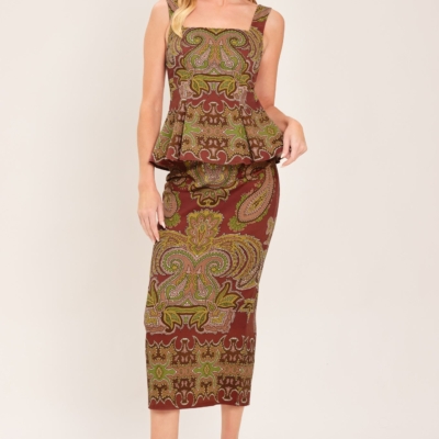 RUSTIC MEDALLION WOVEN PENCIL SKIRT - Image 4