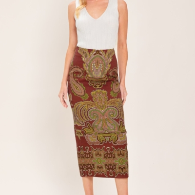 Alternative view of RUSTIC MEDALLION WOVEN PENCIL SKIRT