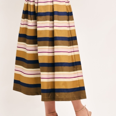 SAFFRON STRIPE WHISPER WOVEN FULL MIDI SKIRT - Image 5