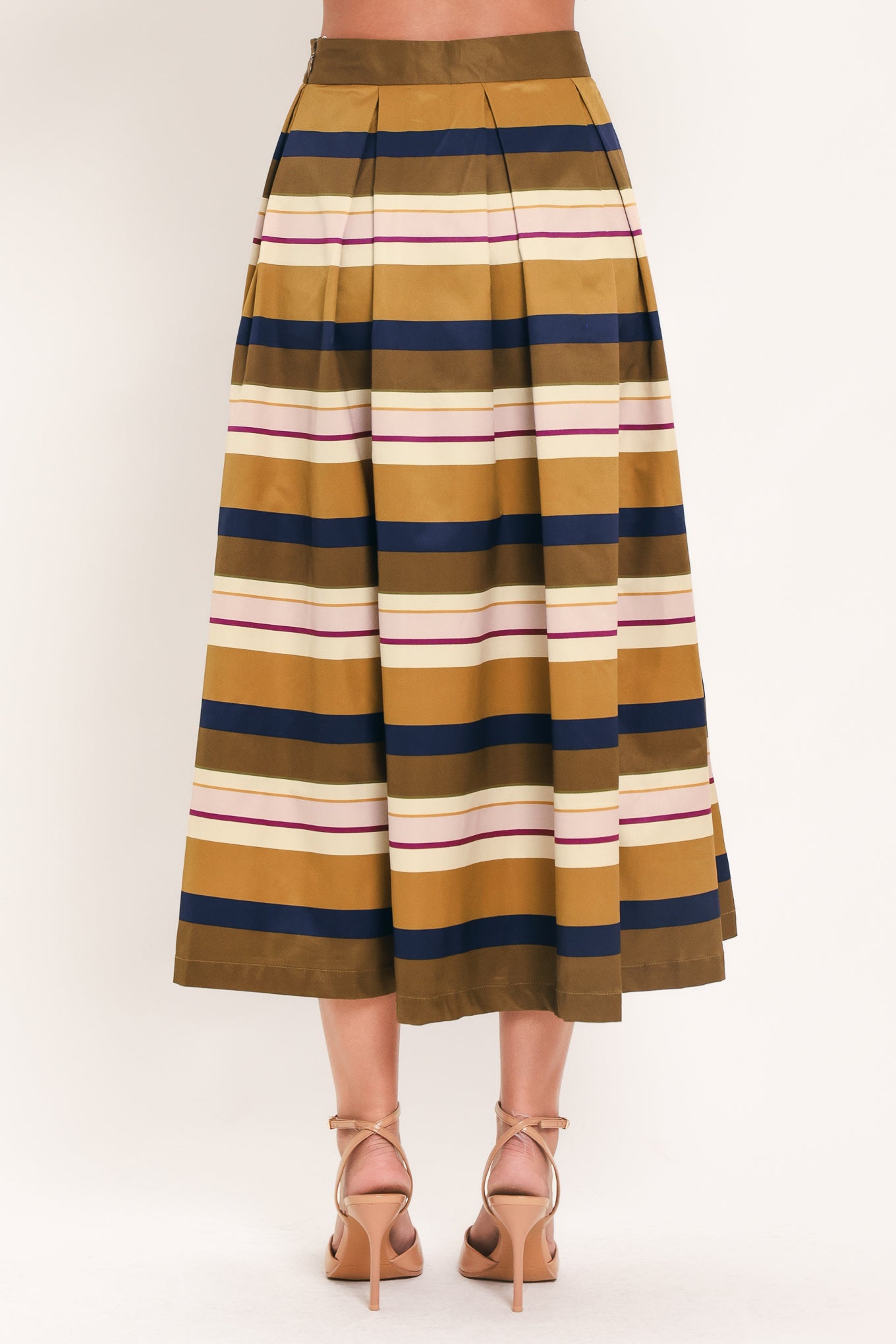 SAFFRON STRIPE WHISPER WOVEN FULL MIDI SKIRT - Image 6