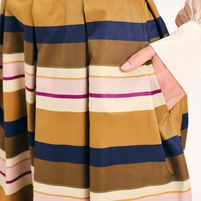 SAFFRON STRIPE WHISPER WOVEN FULL MIDI SKIRT - Image 3