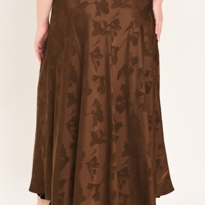 CHOCOLATE FLORAL WOVEN JACQUARD MIDI SKIRT - Image 11