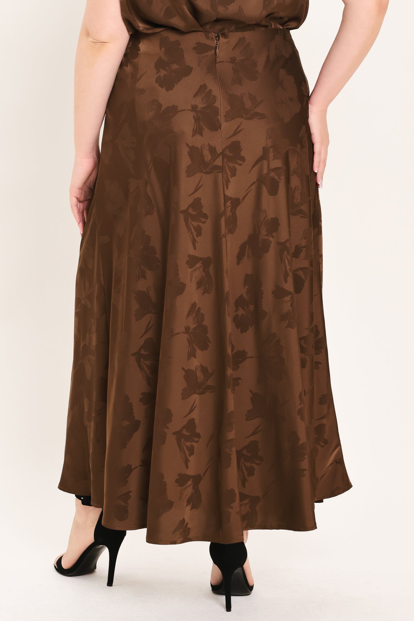 CHOCOLATE FLORAL WOVEN JACQUARD MIDI SKIRT - Image 11