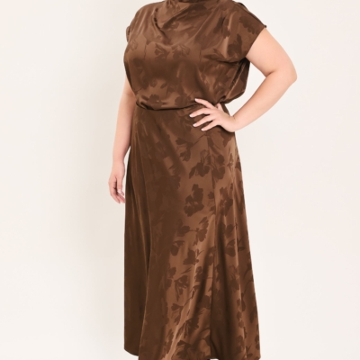 CHOCOLATE FLORAL WOVEN JACQUARD MIDI SKIRT - Image 12