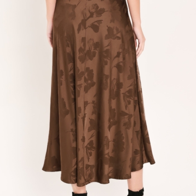 CHOCOLATE FLORAL WOVEN JACQUARD MIDI SKIRT - Image 6