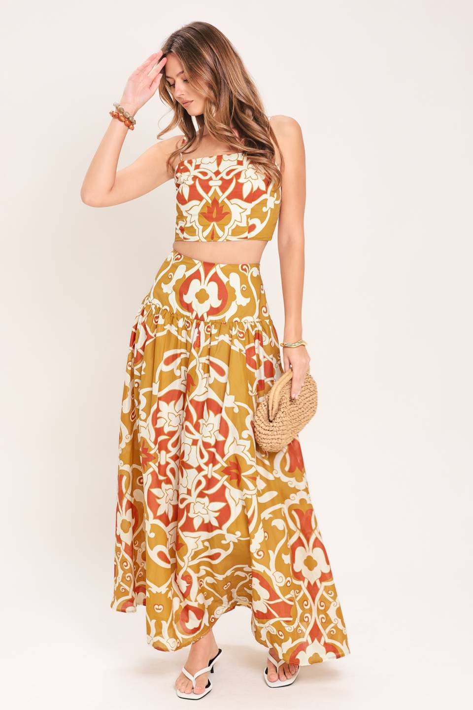 GOLDEN ISLAND WOVEN TOP AND SKIRT SET - Image 3