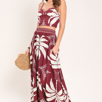 PARADISE CHARM WOVEN TOP AND SKIRT SET