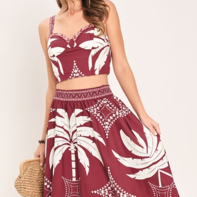 Alternative view of PARADISE CHARM WOVEN TOP AND SKIRT SET