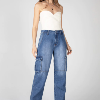 Super High Rise Cargo Straight Jeans FINAL SALE - Image 4
