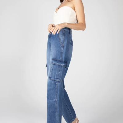 Alternative view of Super High Rise Cargo Straight Jeans FINAL SALE