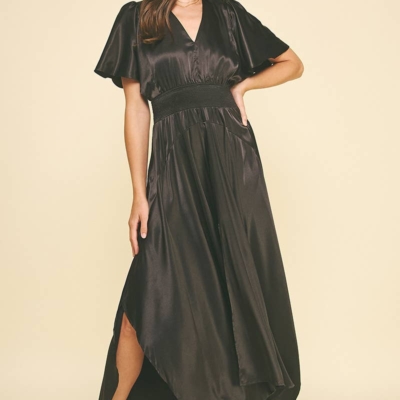 LEYVA - CHIFFON SLIT DETAILED MAXI DRESS