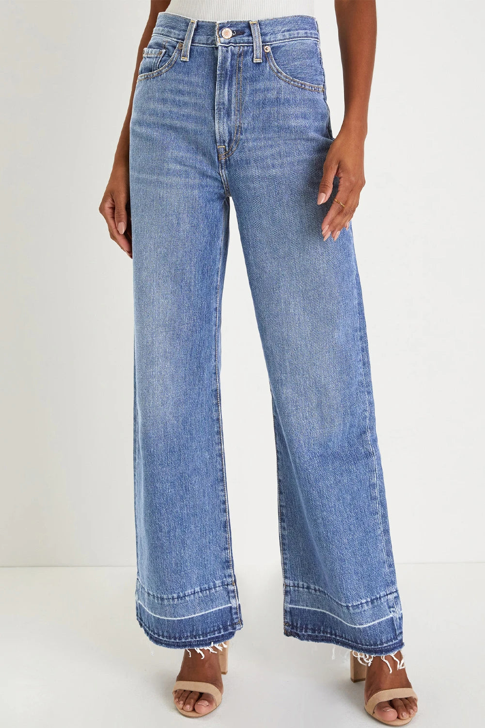 Jamie - Raw Hem Unique Cuffs Straight High Rise Loose Jeans - Image 3