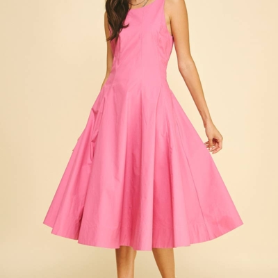 LISSETTE- FITTED BODICE FLARED MIDI DRESS - Image 4