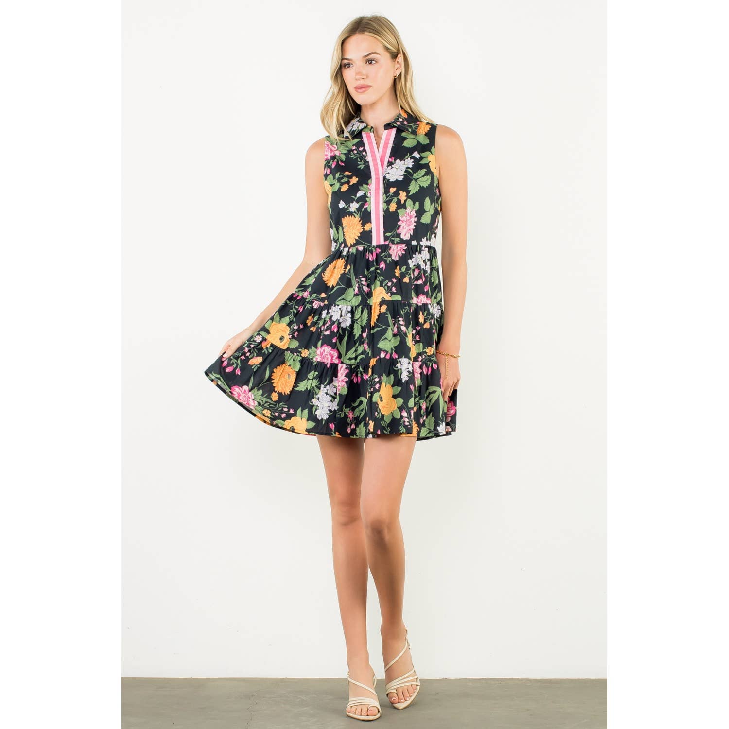 Aria- Sleeveless Tiered Floral Print Dress - Image 7