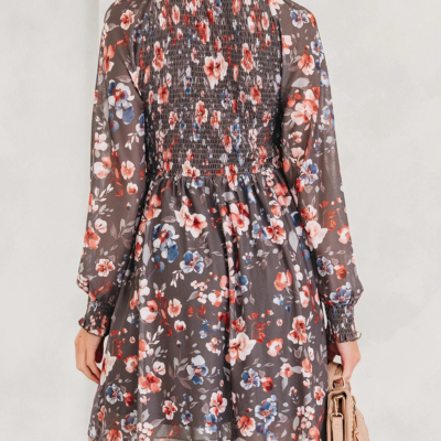 Alternative view of Danny - Brown Floral Mesh Mini Dress