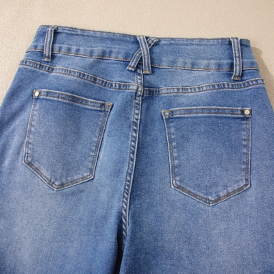 Eva - Sky Blue Double Button Zip Fly Straight Leg Jeans - Image 5