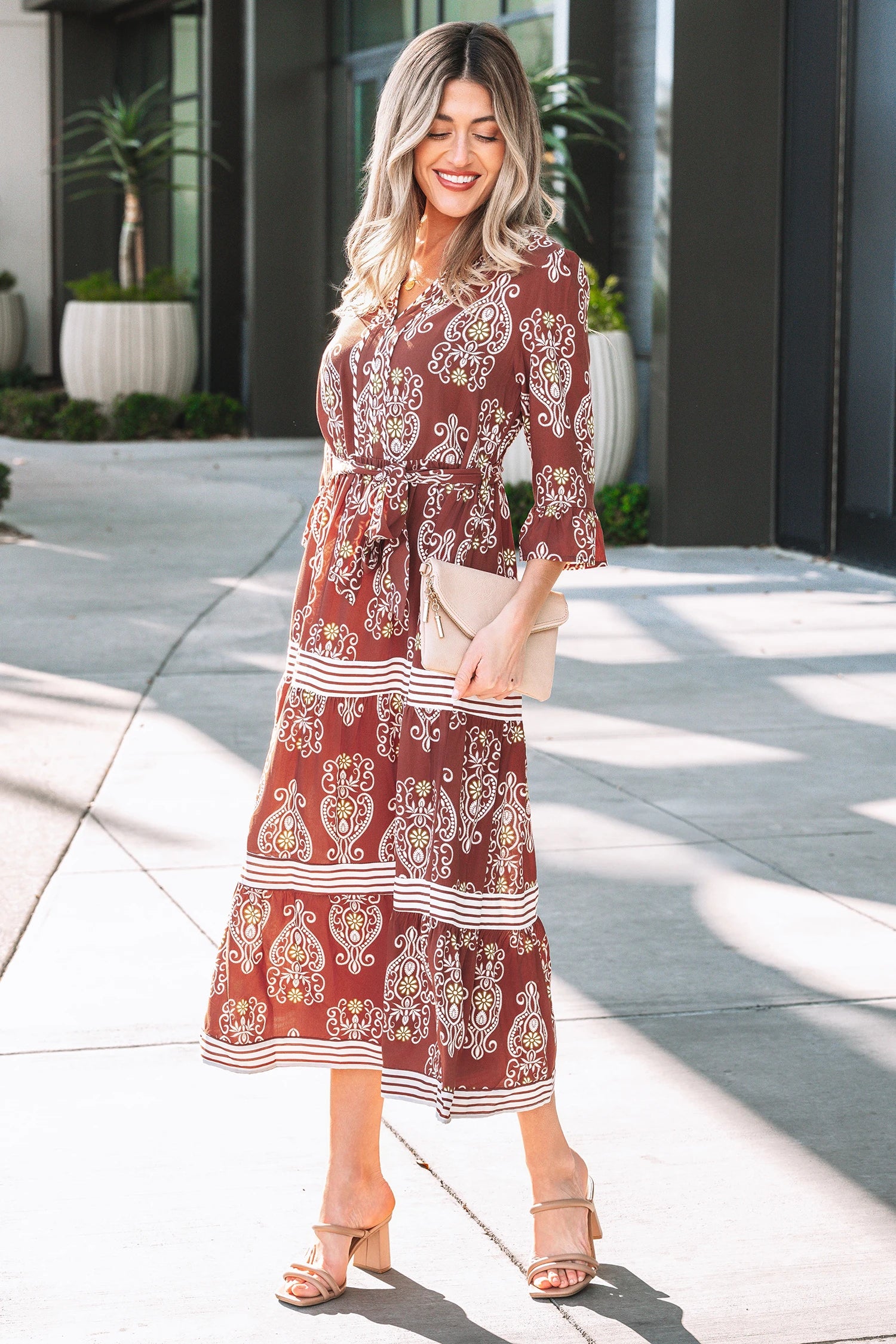 Holly - Brown Floral Tiered Maxi Dress - Image 6