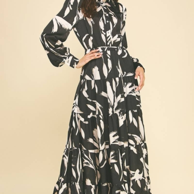 Demi- Print Button Down Maxi Dress